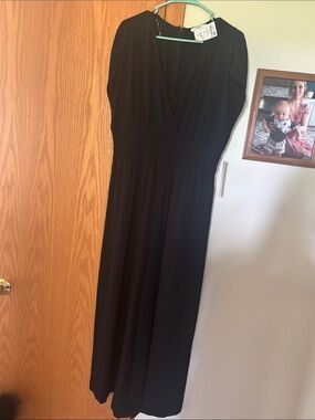 Calvin Klein Black Surplice Wide-Leg Jumpsuit